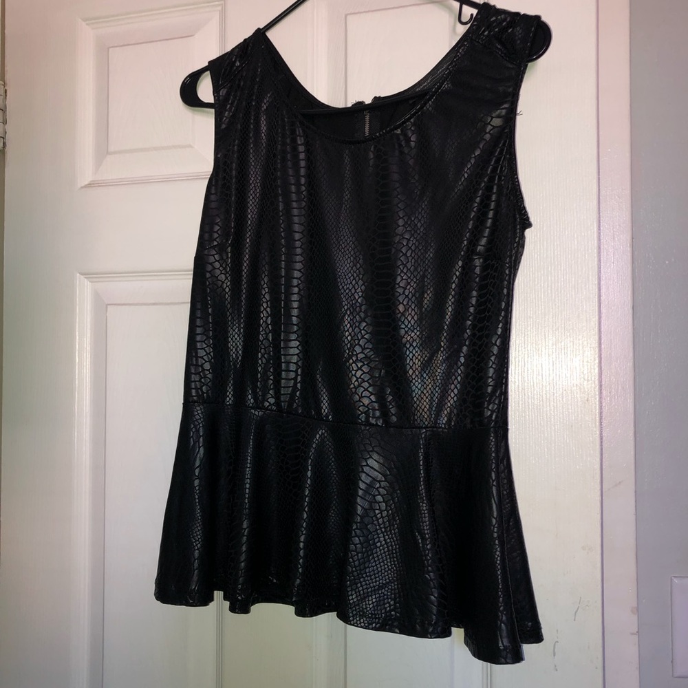 Leather snake skin top